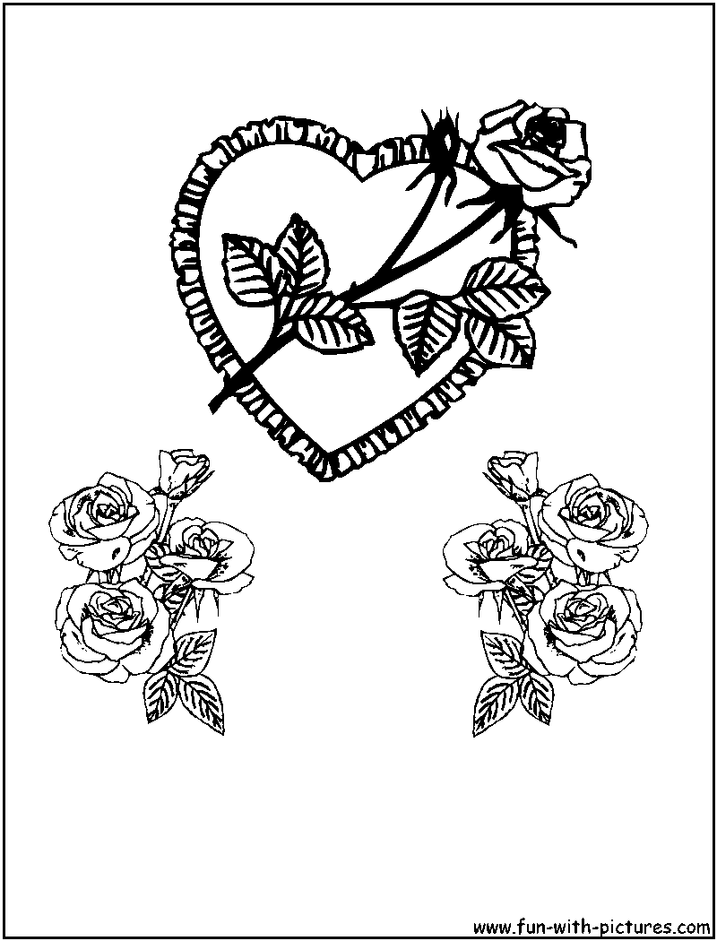 Valentine Roses Coloring Page 
