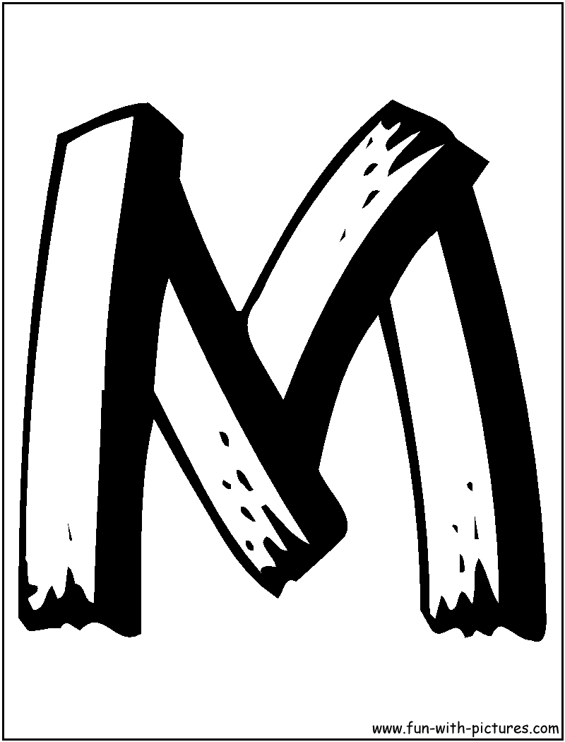 Alphabets M Coloring Page 