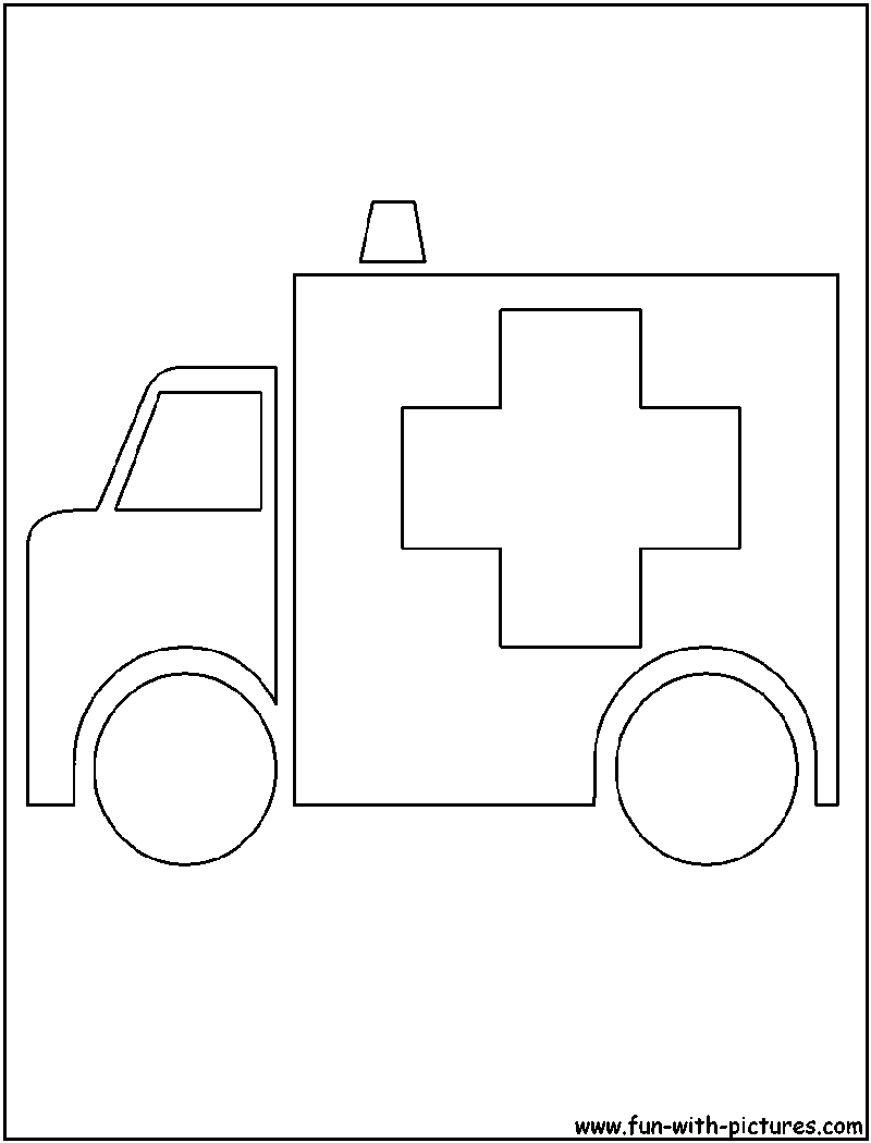 Ambulance Cutout Coloring Page 