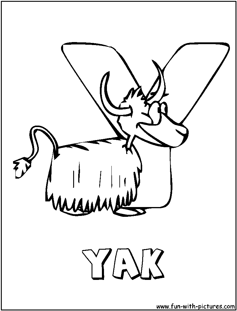 Animal Alphabets Y Coloring Page 