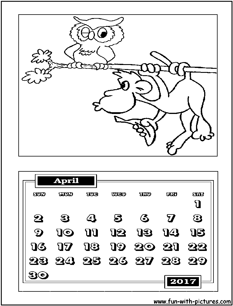 April Calendar Coloring Page 