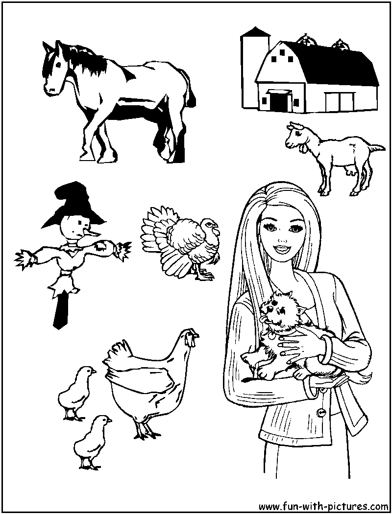 Barnyard Barbie Coloring Page 