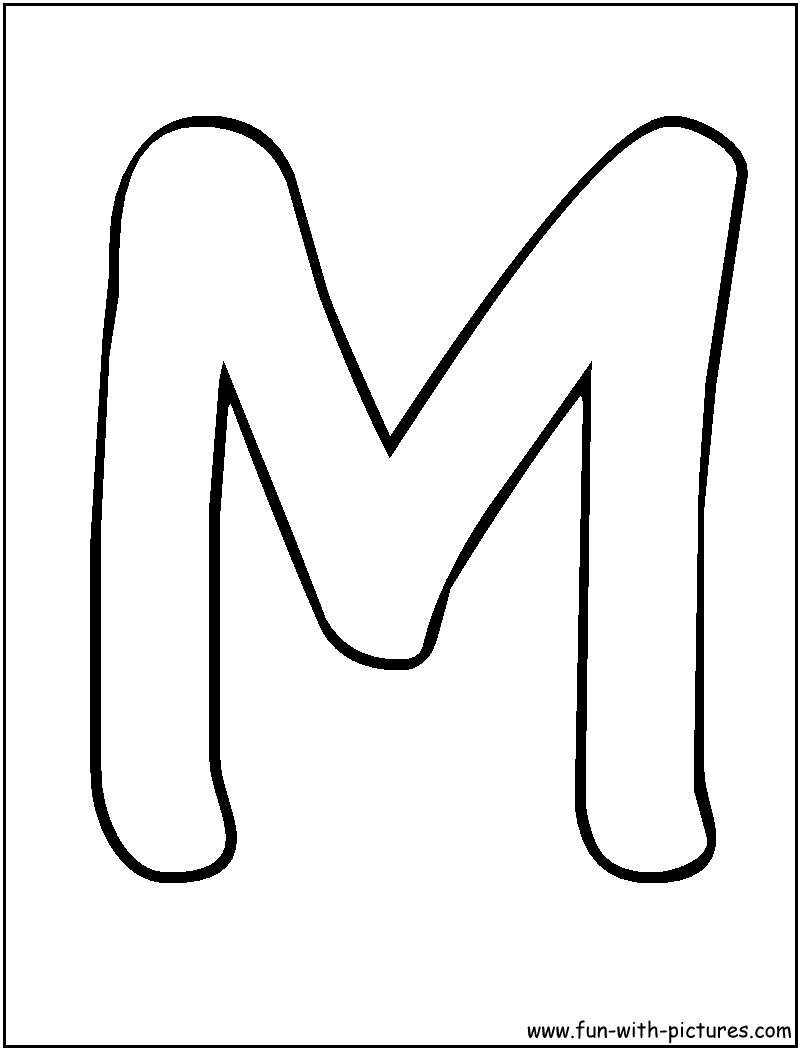 Bubble Letters M Coloring Page 