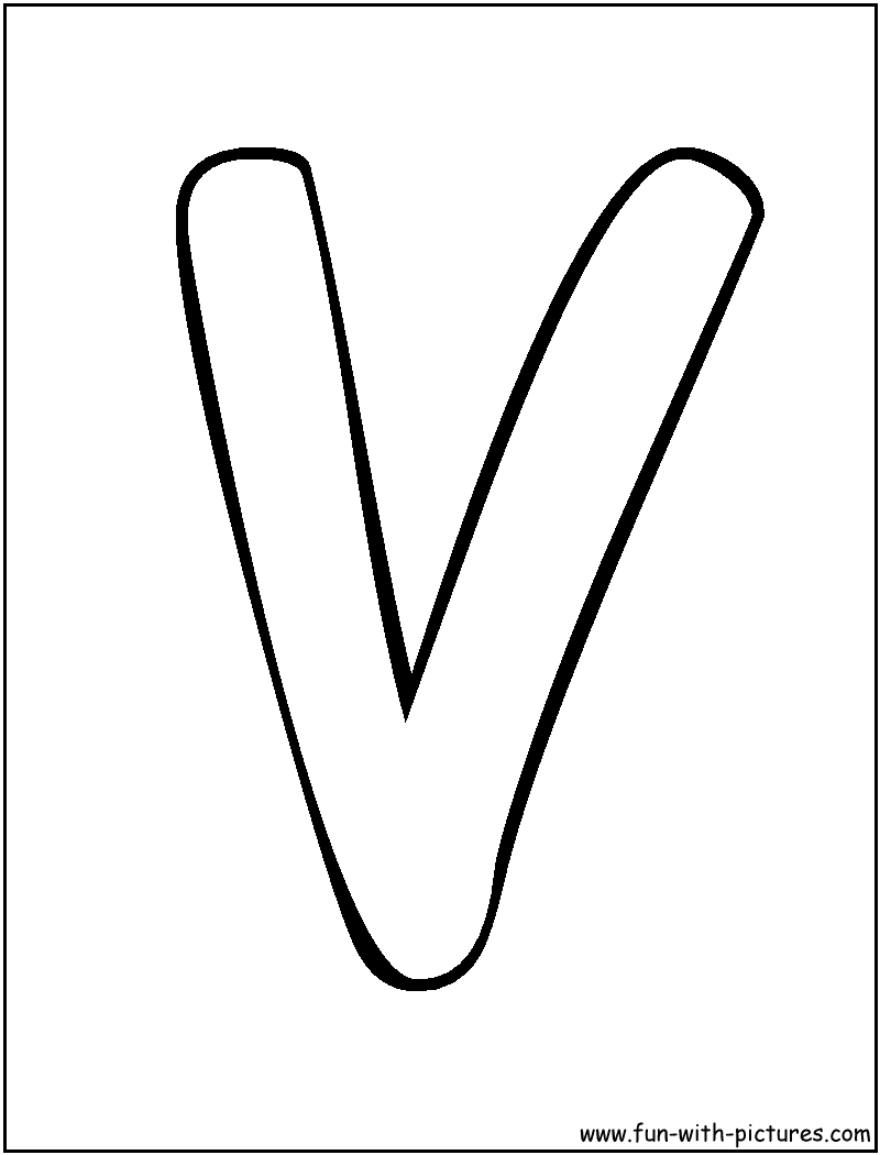 Bubble Letters V Coloring Page 