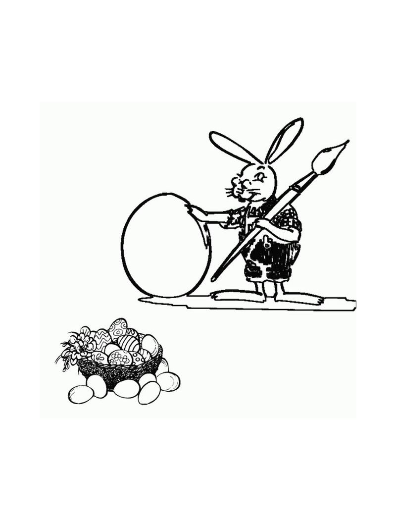Coloring Page of Easter Bunnies-Bunny painting easter egg
