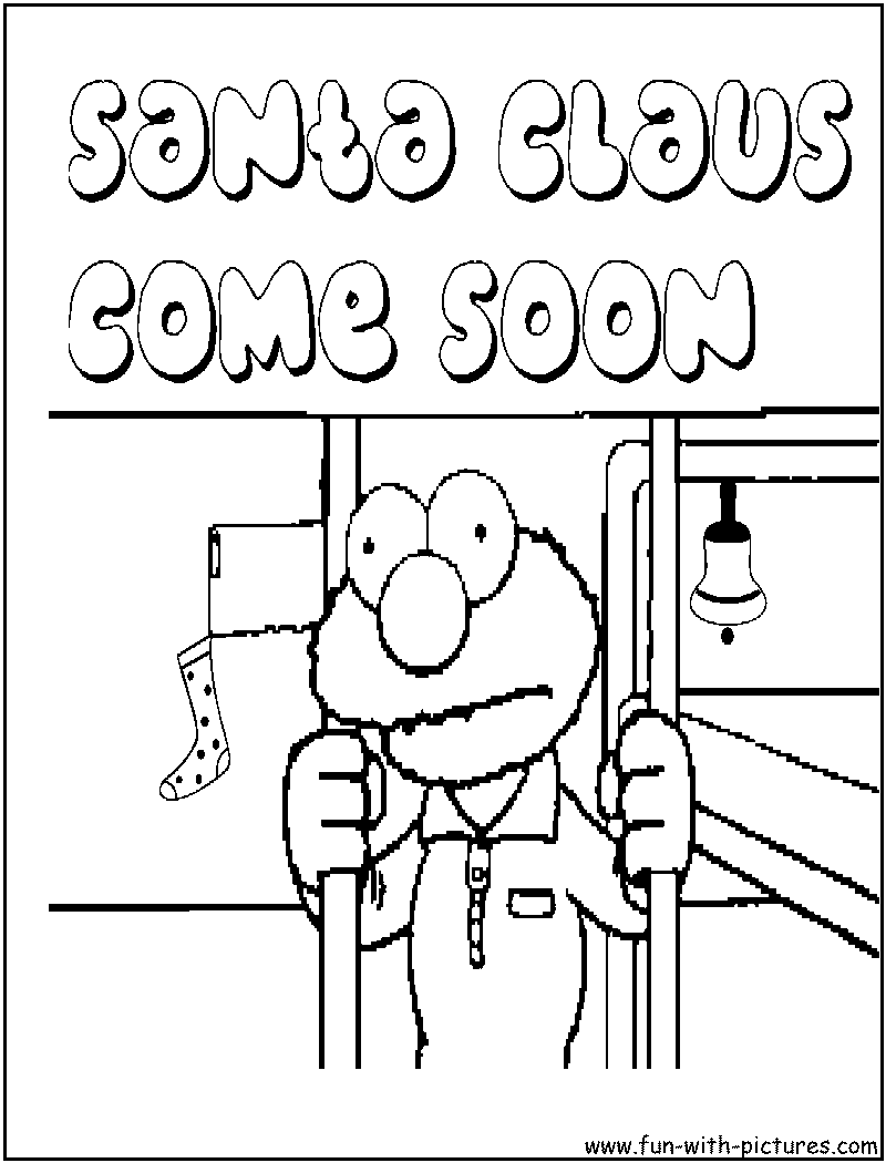 Elmo Waiting For Santa Coloring Page 