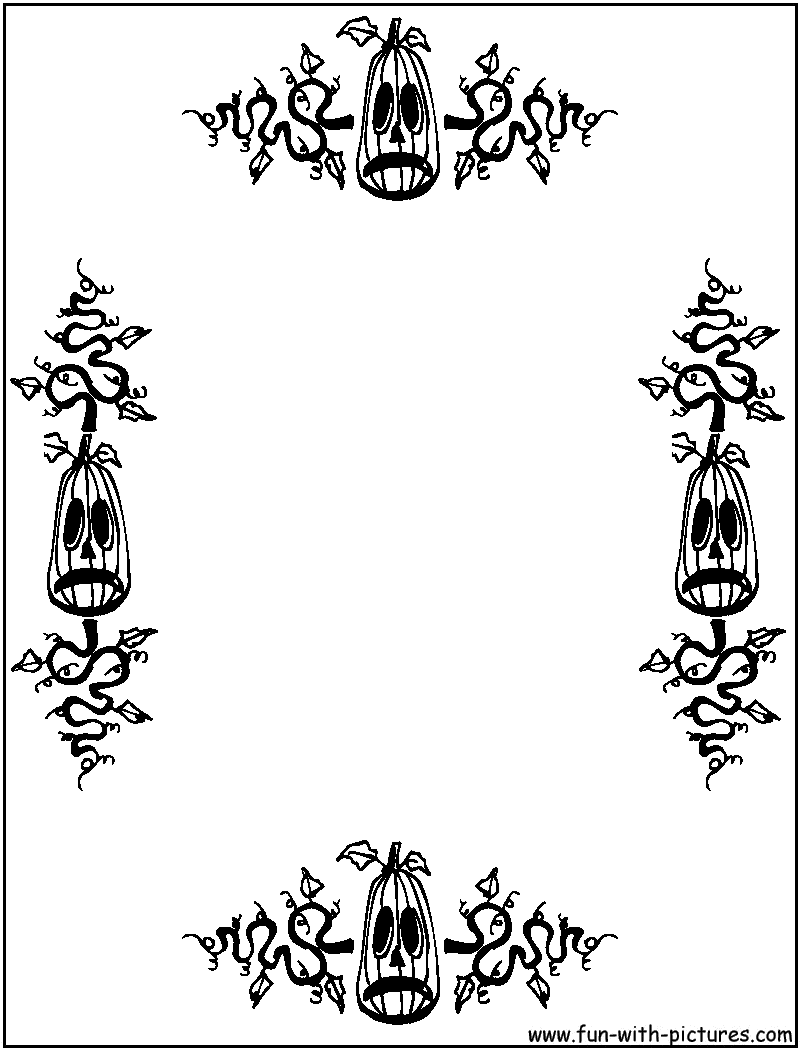 Frightenedpumpkinborder Coloring Page 