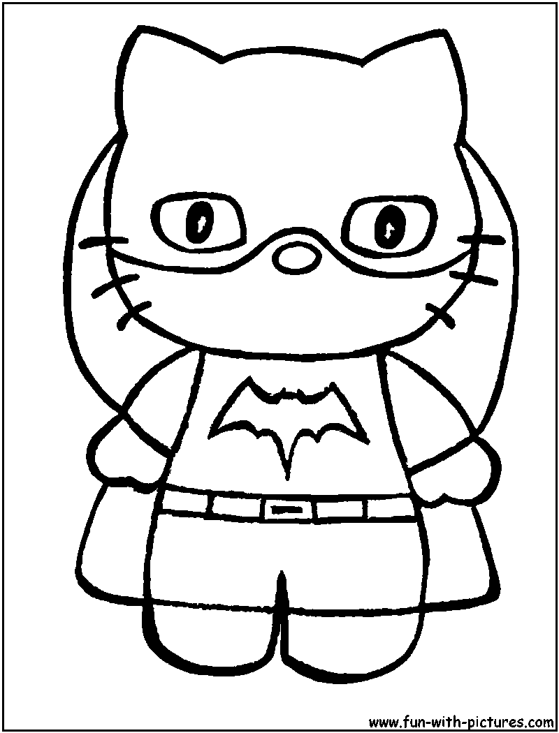 Hellokitty Batgirl Coloring Page 