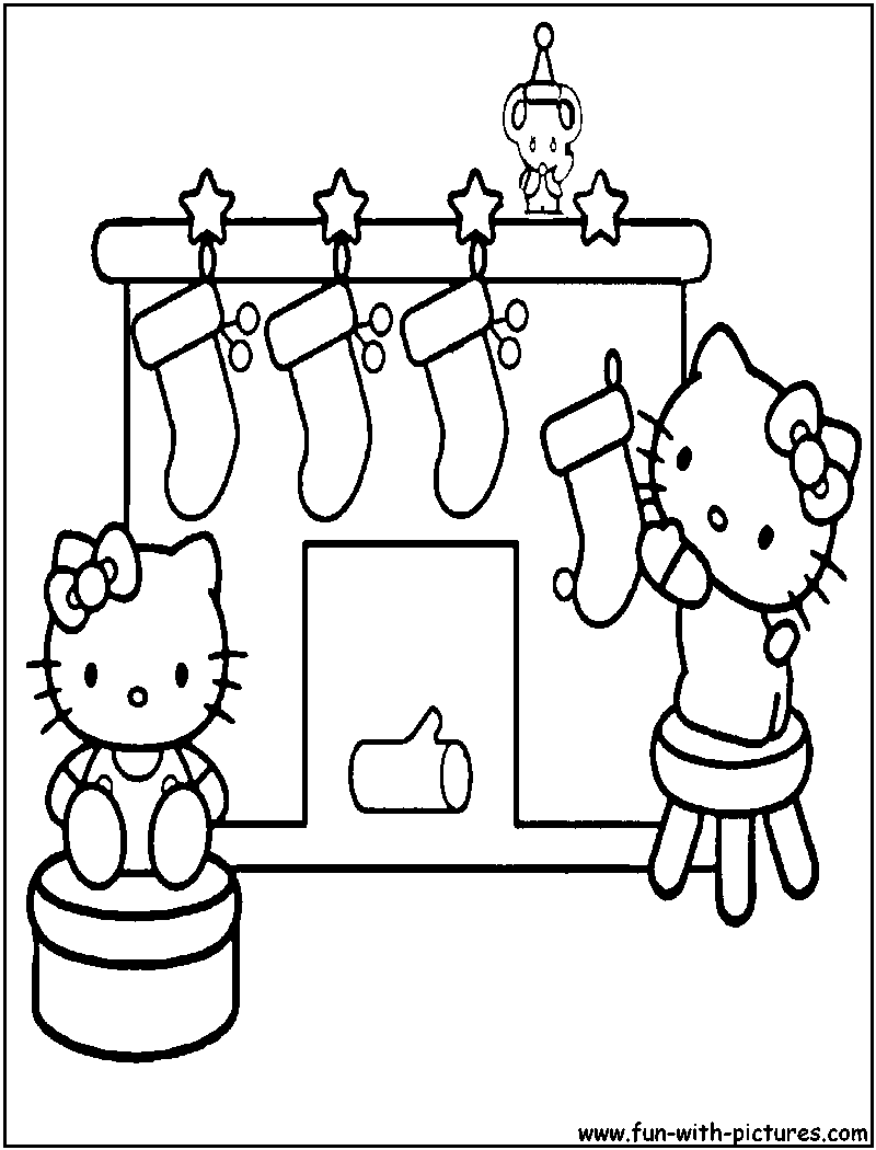 Hellokitty Christmas Coloring Page 