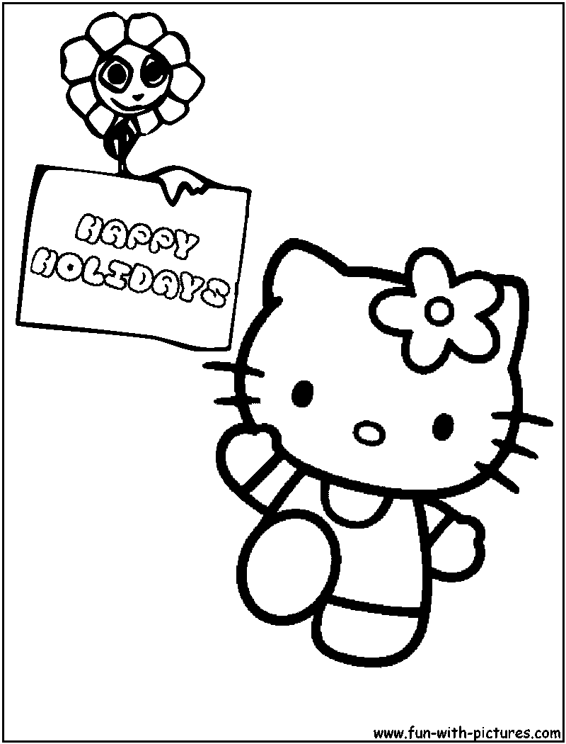 Hellokitty Holidays Coloring Page 