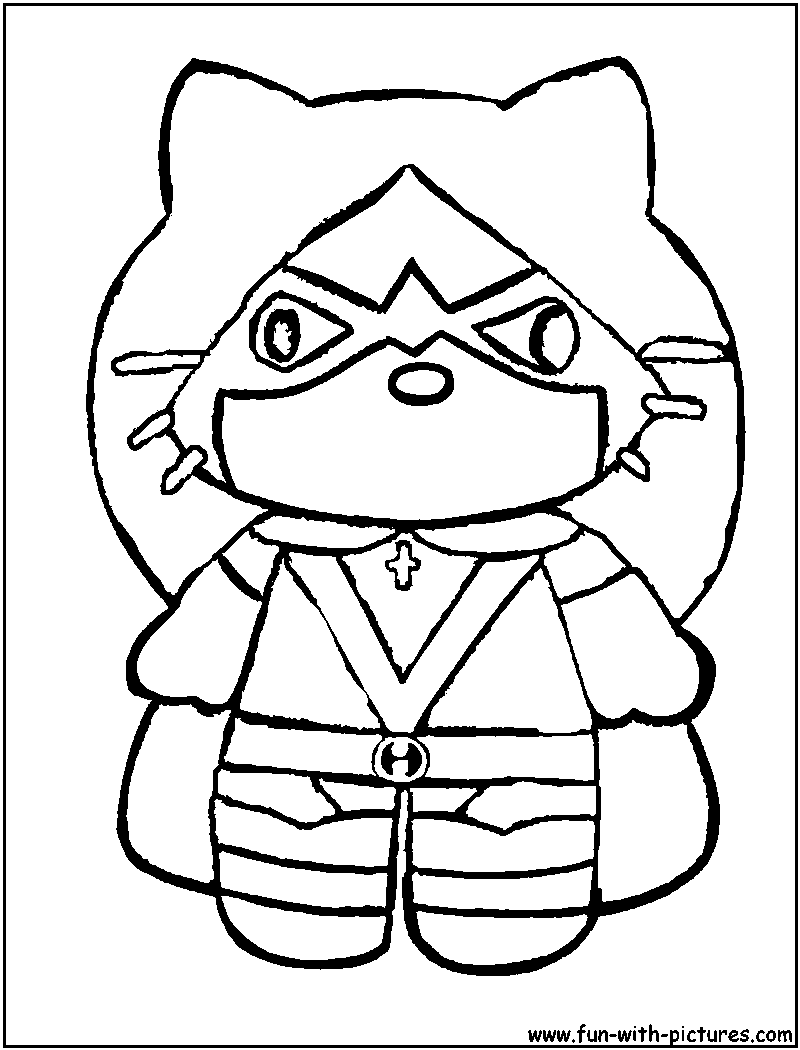 Hellokitty Spidergirl Coloring Page 