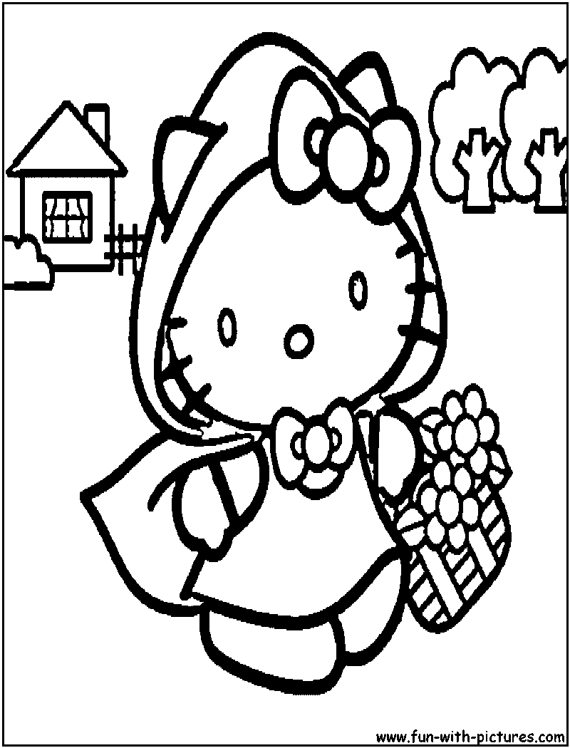 Hellokitty Spring Coloring Page 