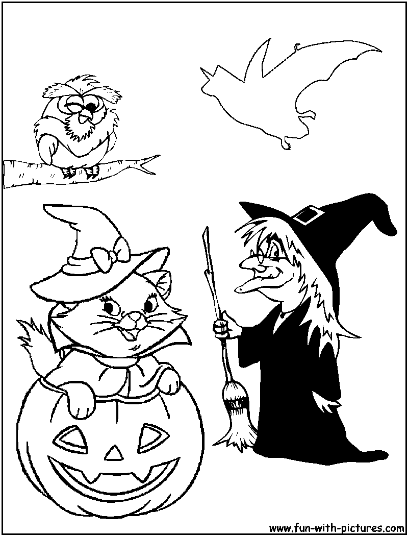 Kitty Witch Coloring Page 