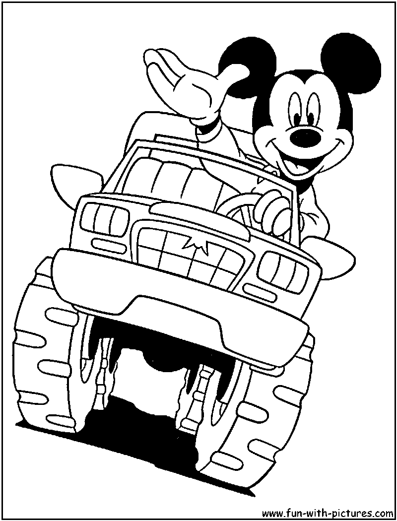 Mickeymouse Monstertruck Coloring Page