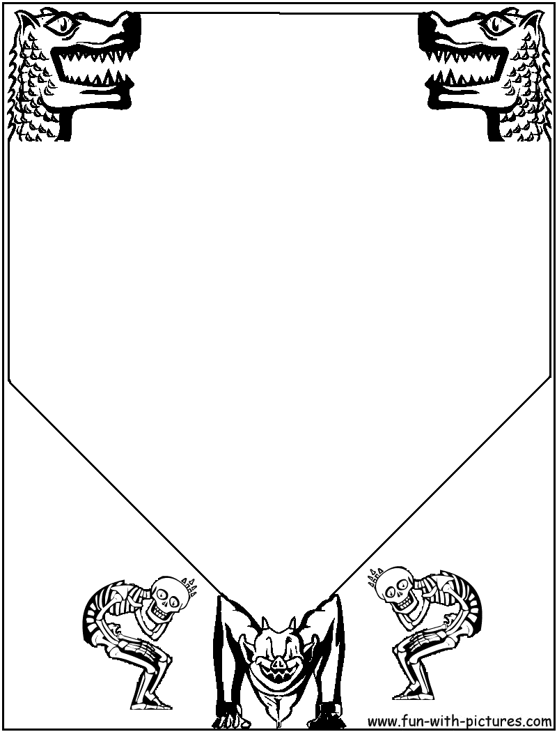 Monsterdragonshalloweenborder Coloring Page 