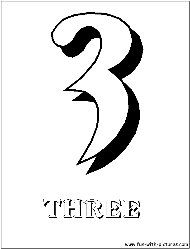 Number Three Coloring Page 