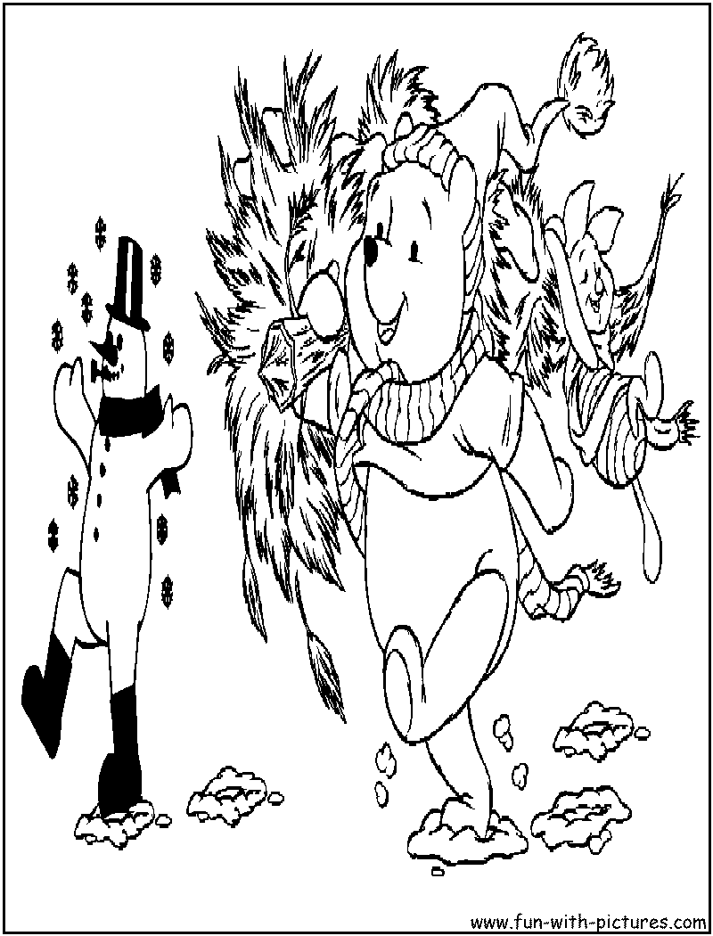 Poohbear Xmas Preparation Coloring Page 