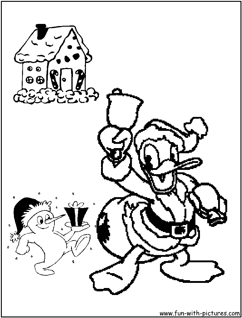 Santa Donald Duck Coloring Page 