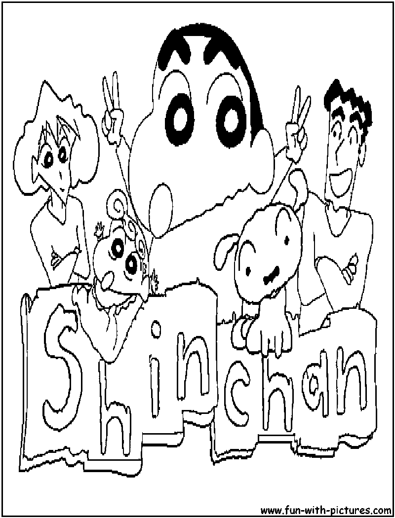 Shin Chan Parents Coloring Page 