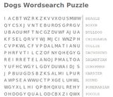 dogs wordsearch puzzle