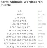 farm animals wordsearch puzzle