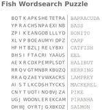 fish wordsearch puzzle