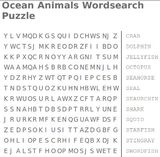 ocean animals wordsearch puzzle