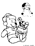 Santa Pooh Coloring Page 